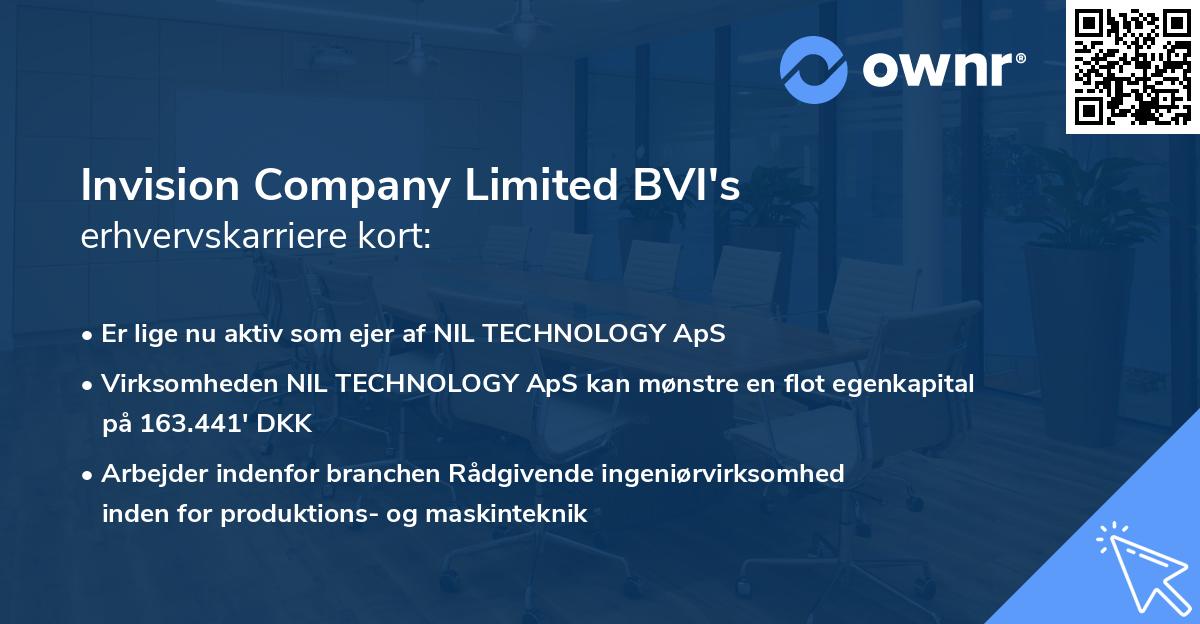 Invision Company Limited BVI's erhvervskarriere kort