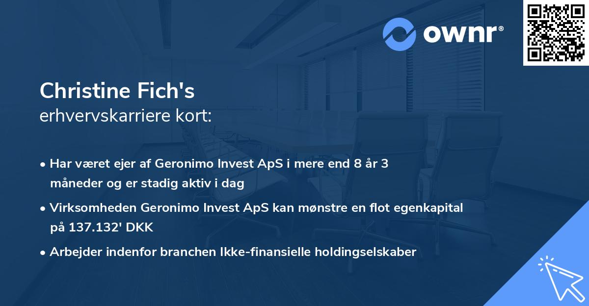 Christine Fich's erhvervskarriere kort