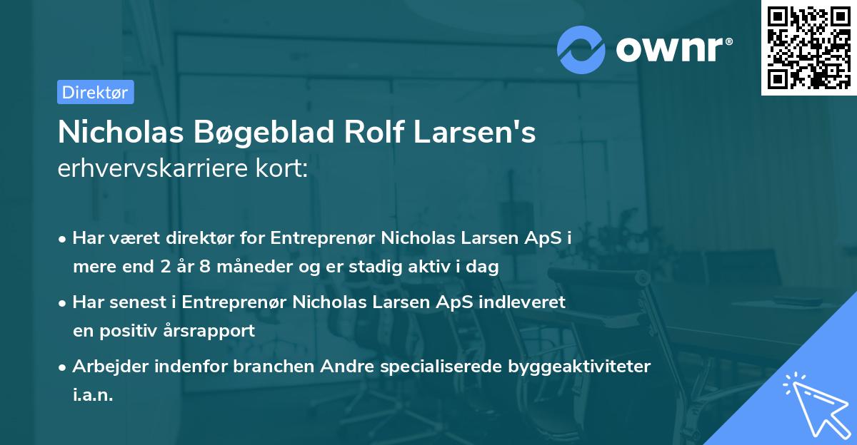 Nicholas Bøgeblad Rolf Larsen's erhvervskarriere kort