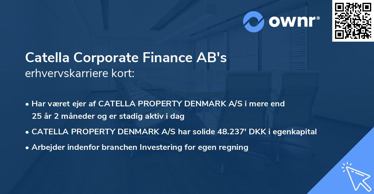 Catella Corporate Finance AB's erhvervskarriere kort