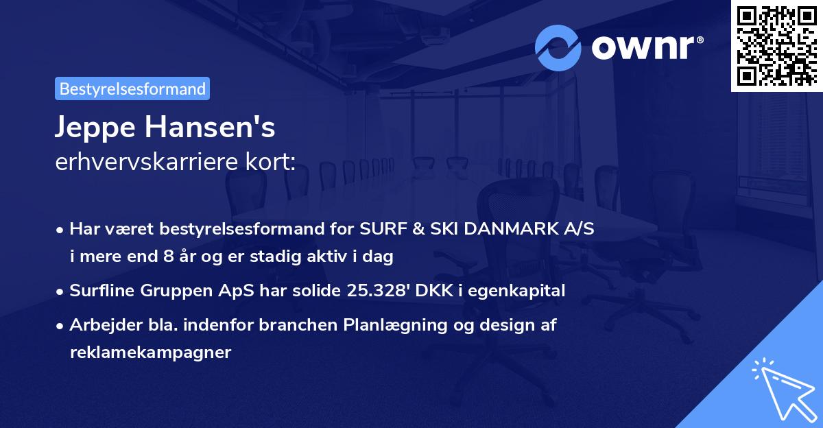 Jeppe Hansen's erhvervskarriere kort