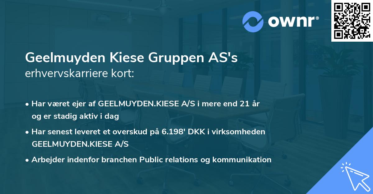 Geelmuyden Kiese Gruppen AS's erhvervskarriere kort