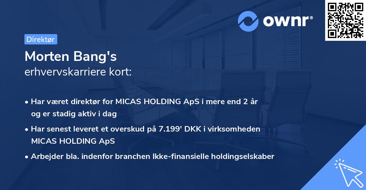 Morten Bang's erhvervskarriere kort
