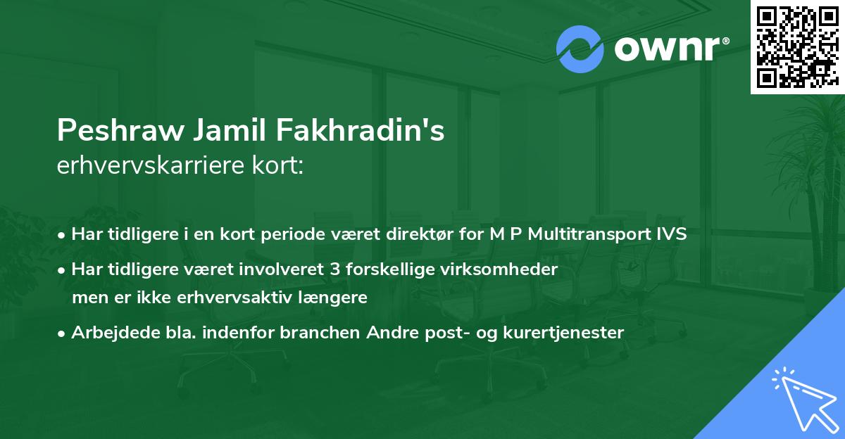 Peshraw Jamil Fakhradin's erhvervskarriere kort