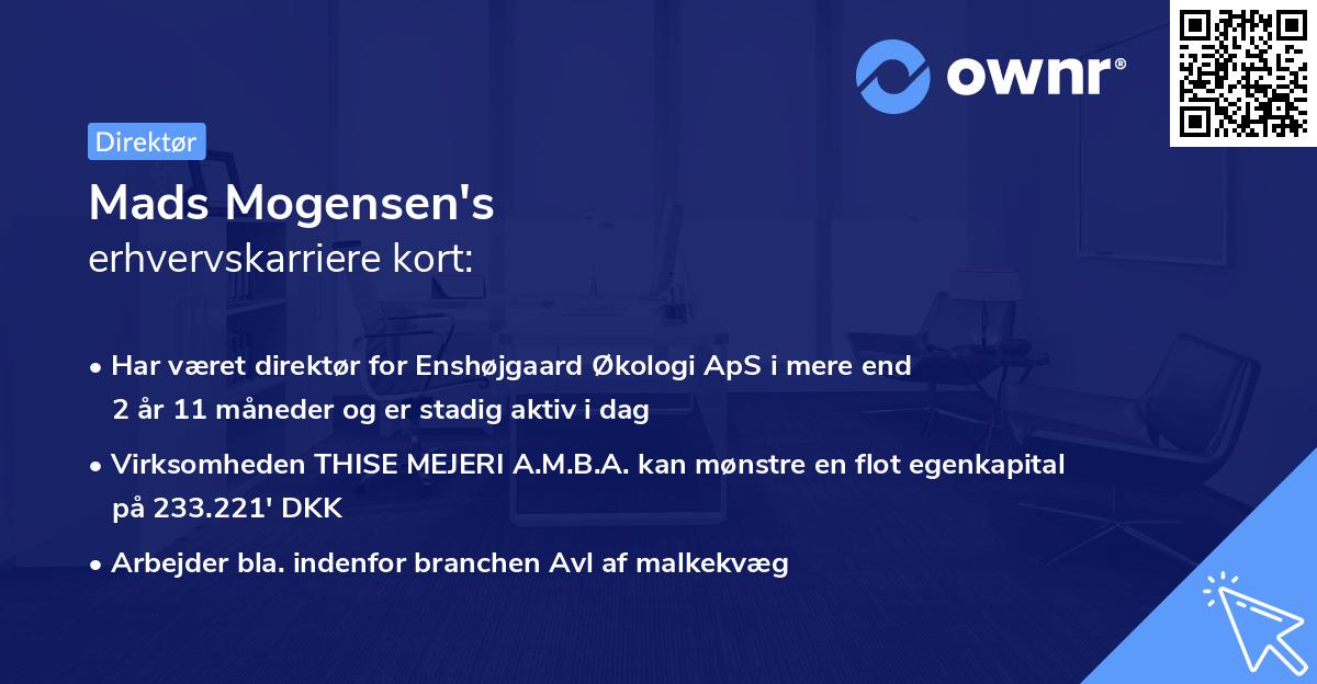 Mads Mogensen's erhvervskarriere kort