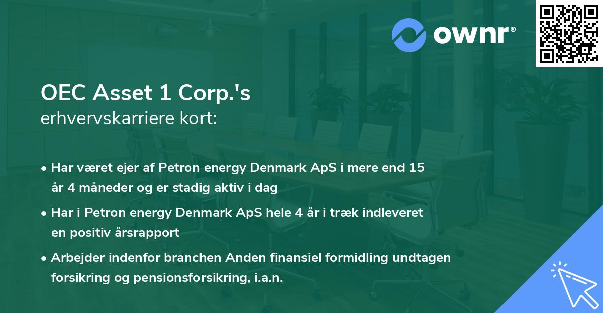 OEC Asset 1 Corp.'s erhvervskarriere kort