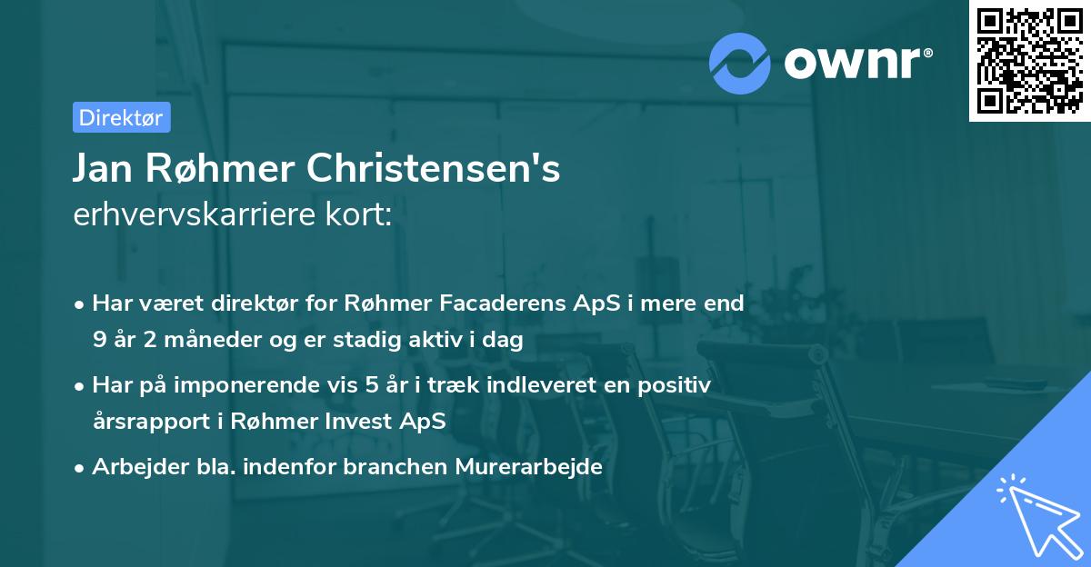 Jan Røhmer Christensen's erhvervskarriere kort