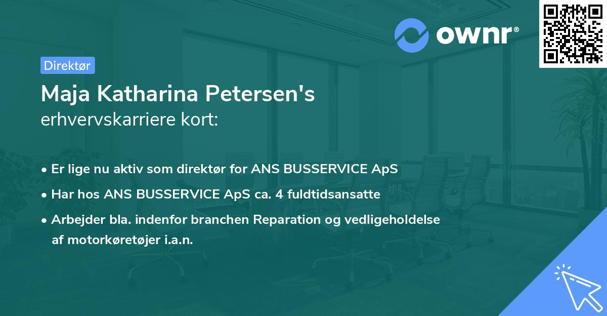 Maja Katharina Petersen's erhvervskarriere kort