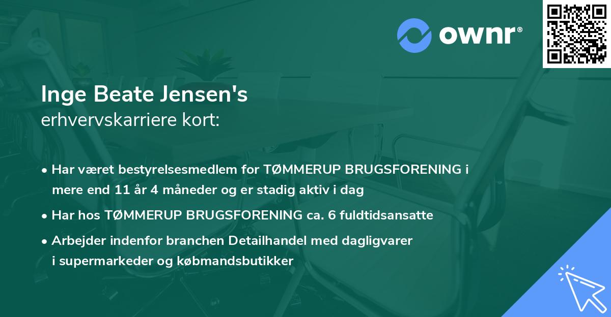 Inge Beate Jensen's erhvervskarriere kort