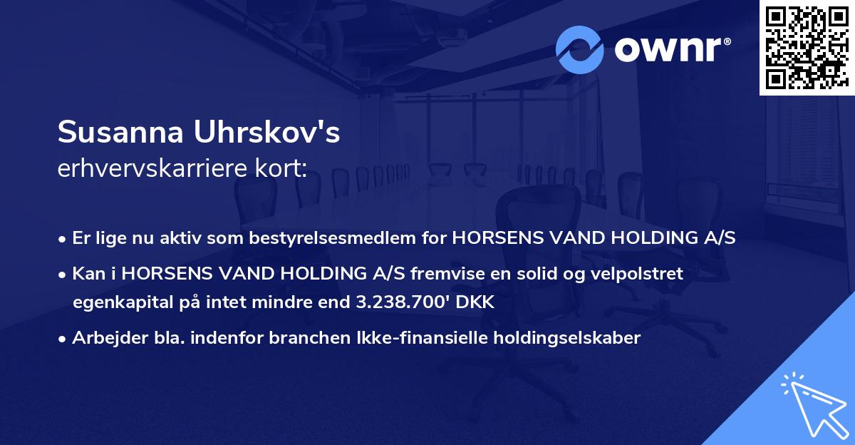 Susanna Uhrskov's erhvervskarriere kort
