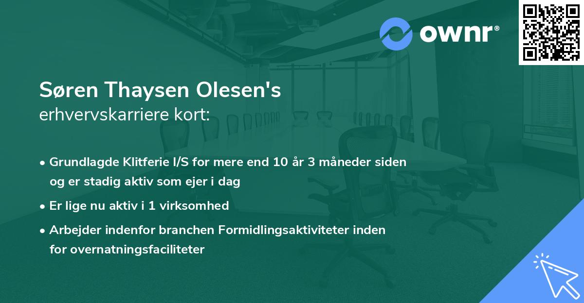 Søren Thaysen Olesen's erhvervskarriere kort