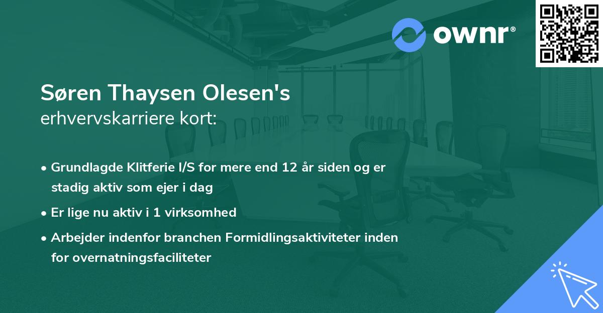 Søren Thaysen Olesen's erhvervskarriere kort