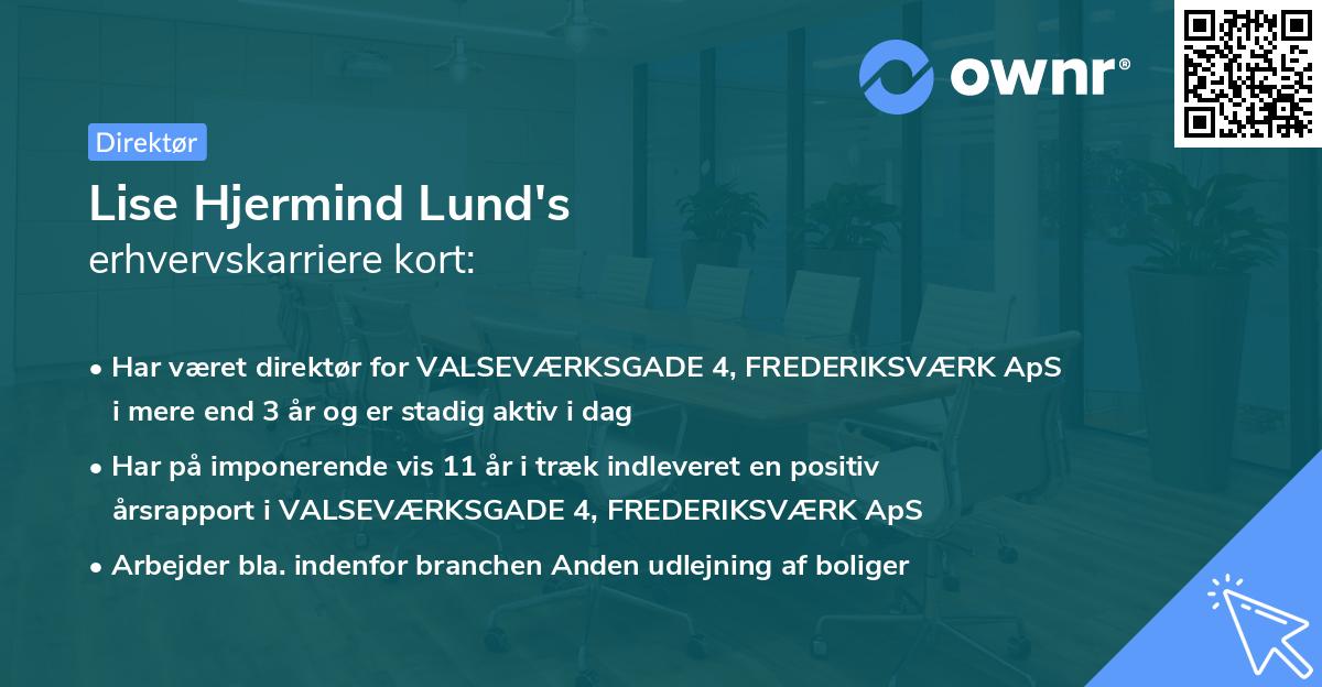 Lise Hjermind Lund's erhvervskarriere kort