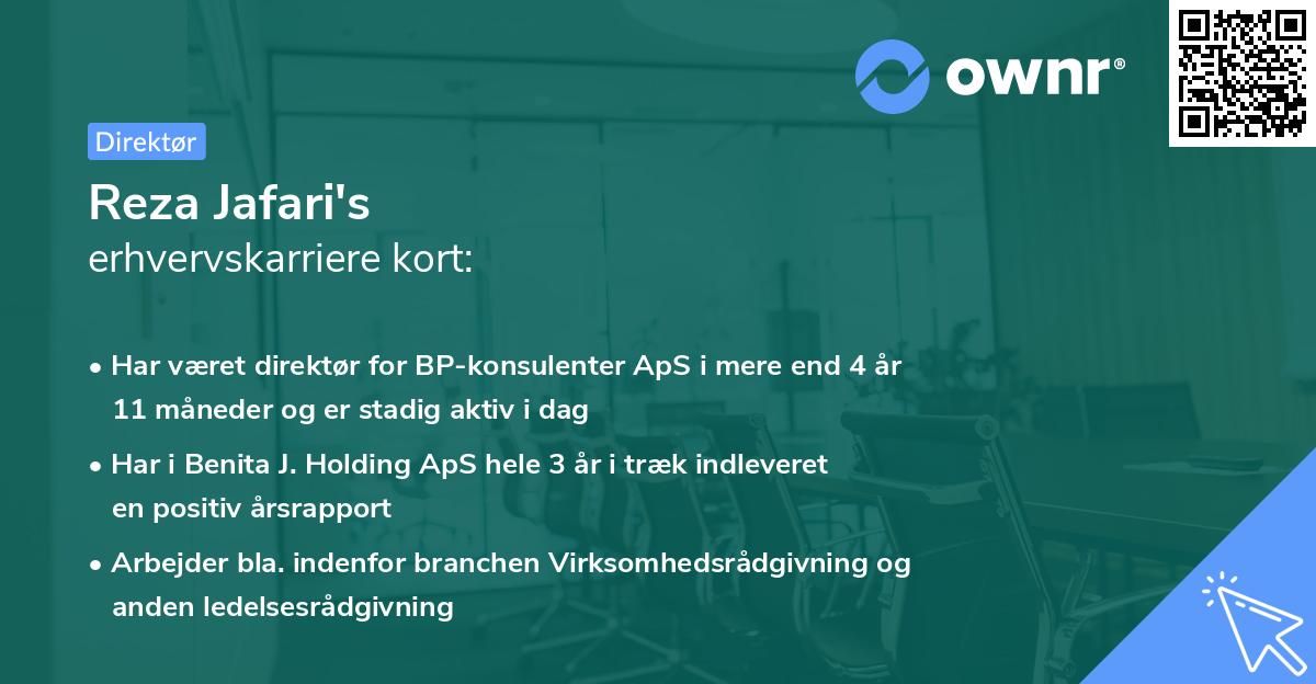 Reza Jafari's erhvervskarriere kort