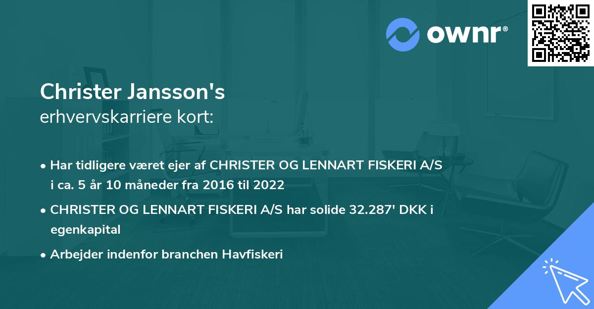 Christer Jansson's erhvervskarriere kort