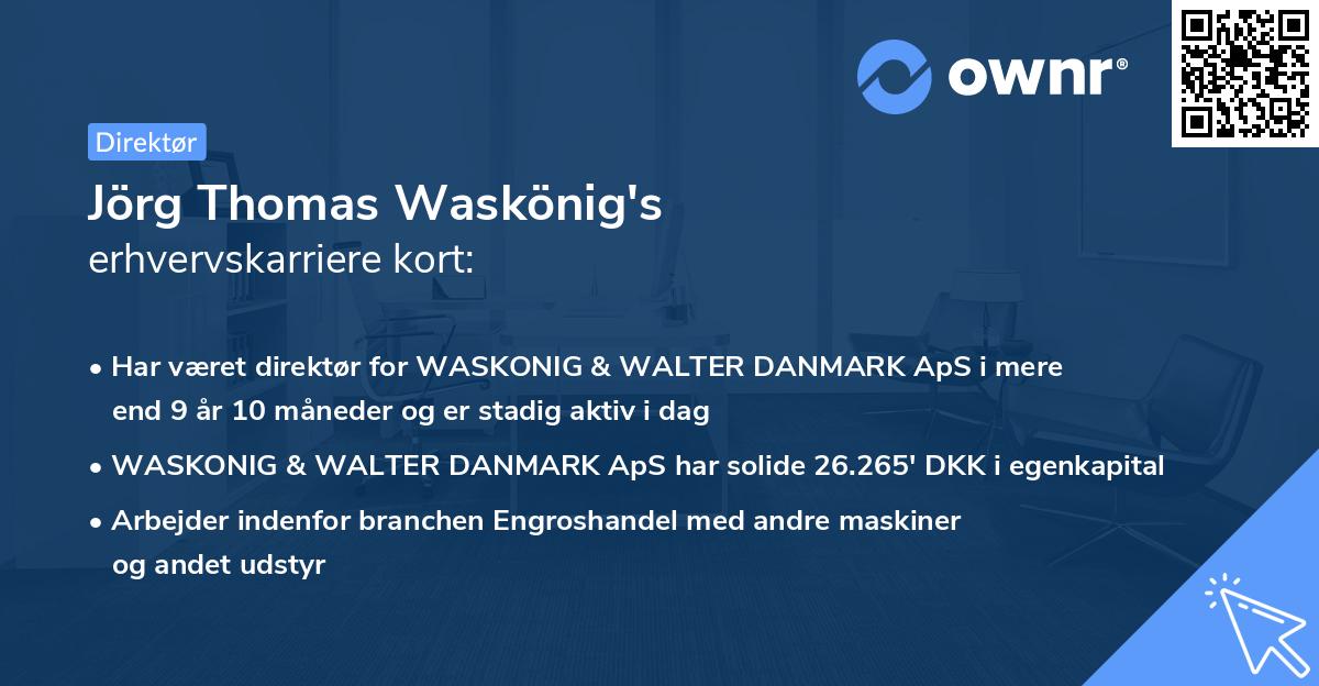 Jörg Thomas Waskönig's erhvervskarriere kort