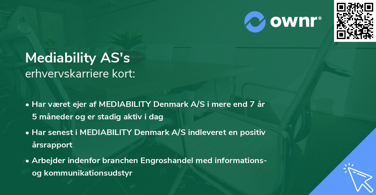 Mediability AS's erhvervskarriere kort