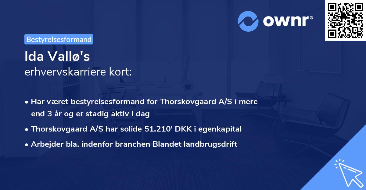Ida Vallø's erhvervskarriere kort
