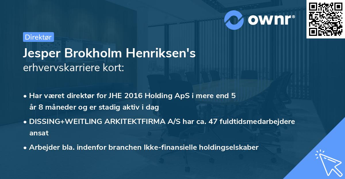Jesper Brokholm Henriksen's erhvervskarriere kort