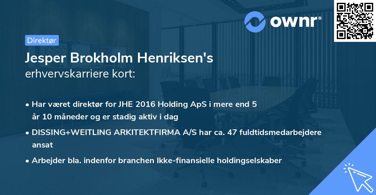 Jesper Brokholm Henriksen's erhvervskarriere kort