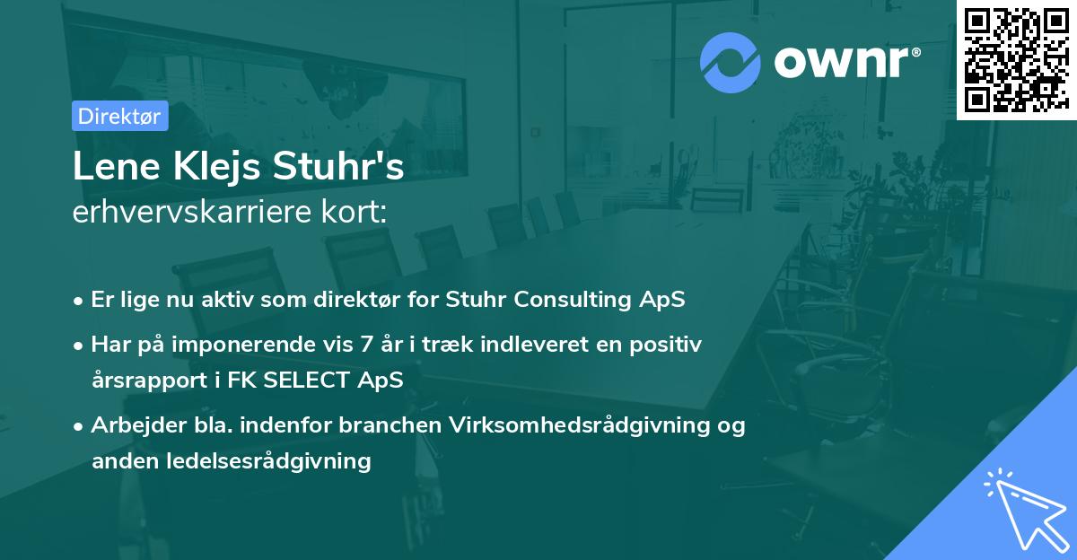 Lene Klejs Stuhr's erhvervskarriere kort