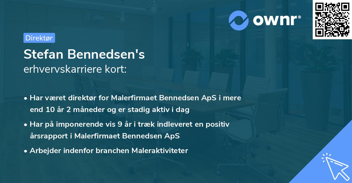 Stefan Bennedsen's erhvervskarriere kort