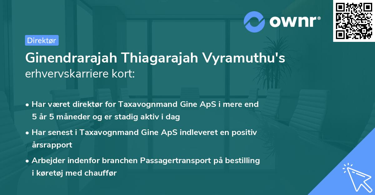Ginendrarajah Thiagarajah Vyramuthu's erhvervskarriere kort