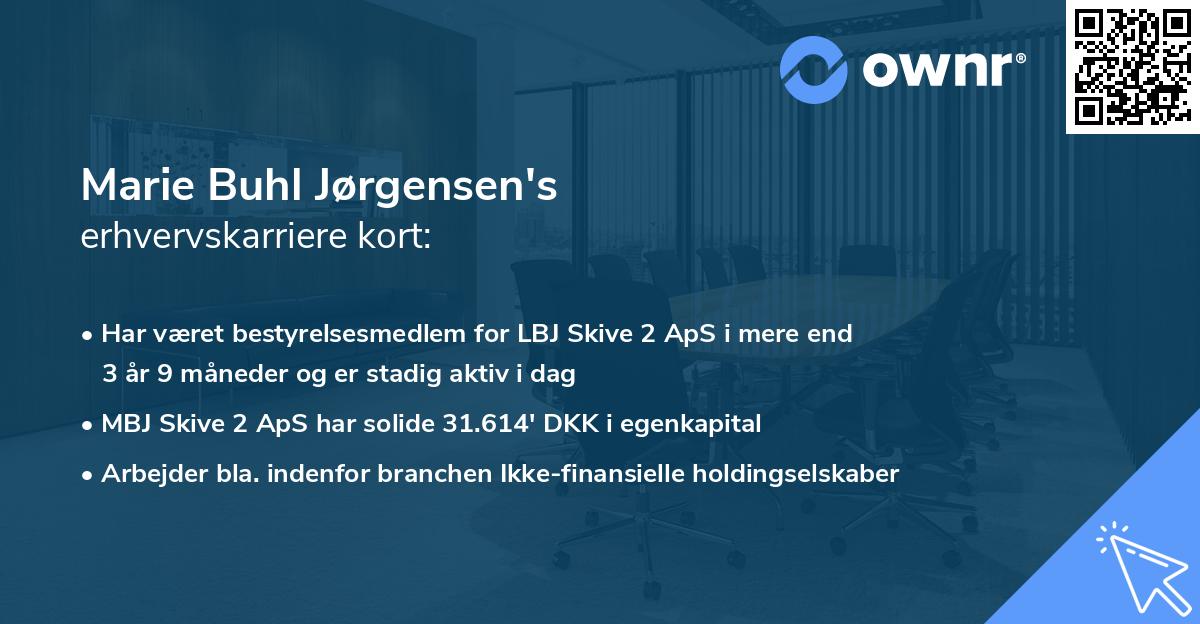 Marie Buhl Jørgensen's erhvervskarriere kort