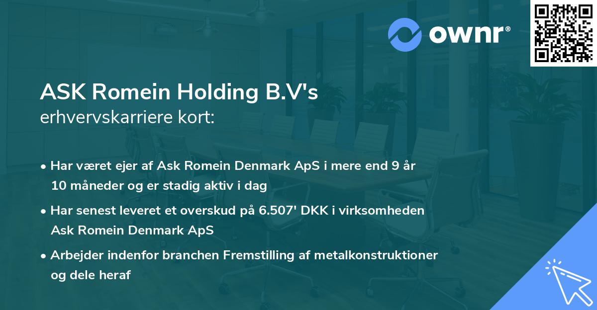 ASK Romein Holding B.V's erhvervskarriere kort