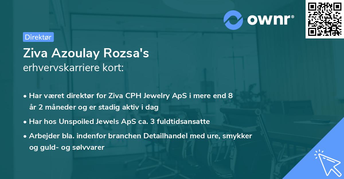 Ziva Azoulay Rozsa's erhvervskarriere kort