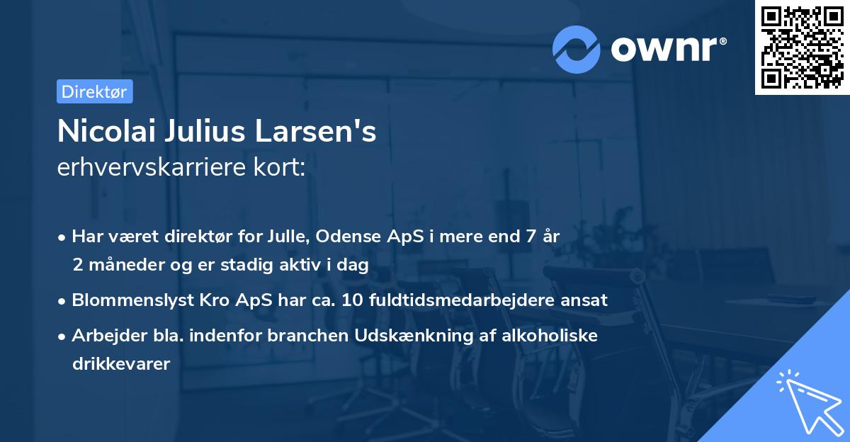 Nicolai Julius Larsen's erhvervskarriere kort