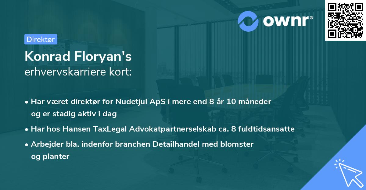 Konrad Floryan's erhvervskarriere kort