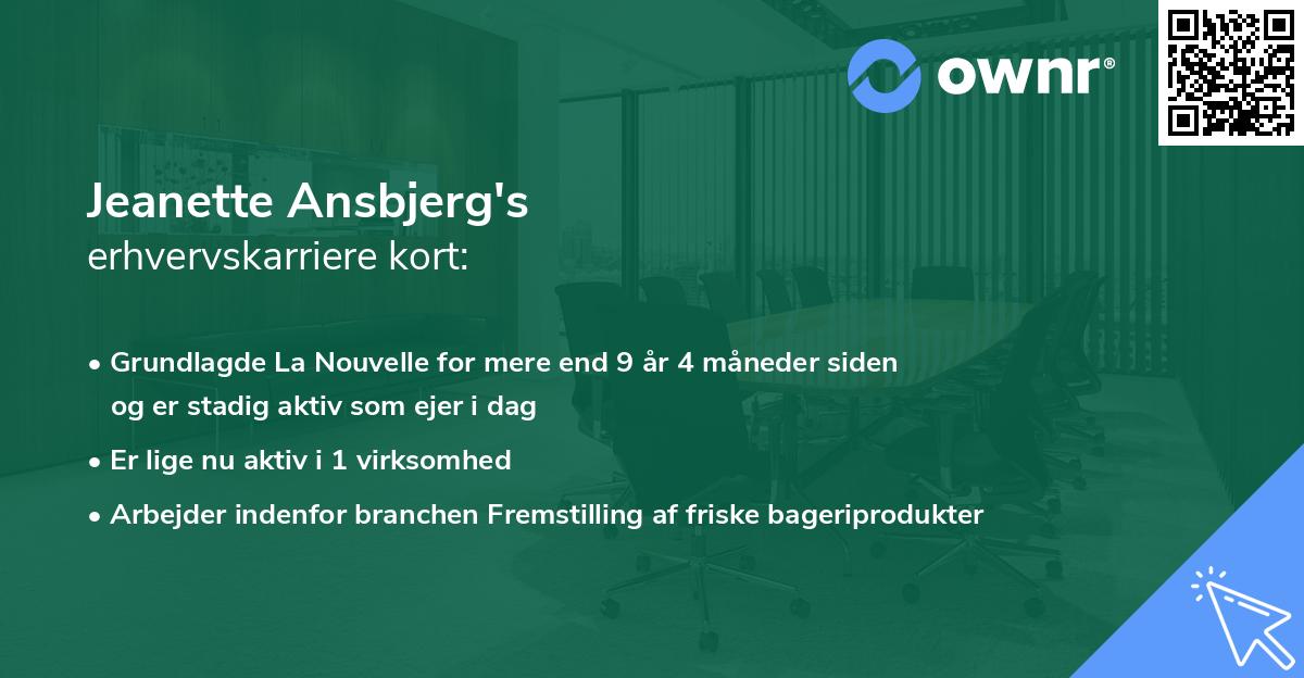 Jeanette Ansbjerg's erhvervskarriere kort
