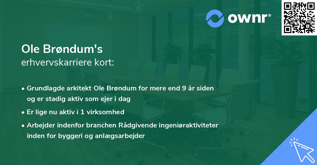 Ole Brøndum's erhvervskarriere kort