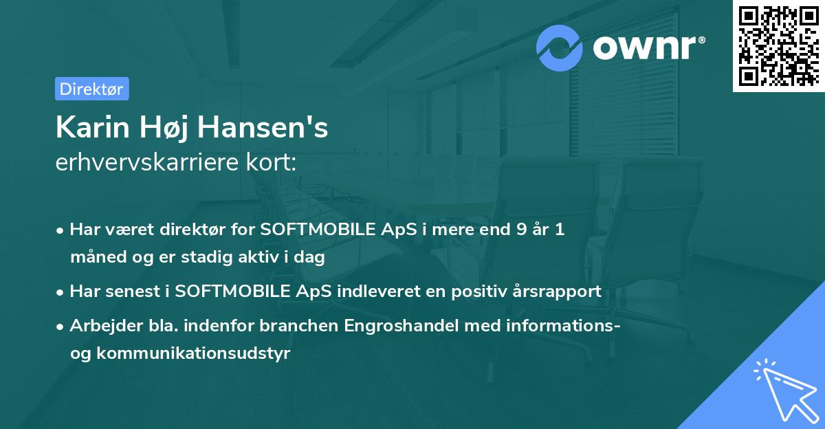 Karin Høj Hansen's erhvervskarriere kort