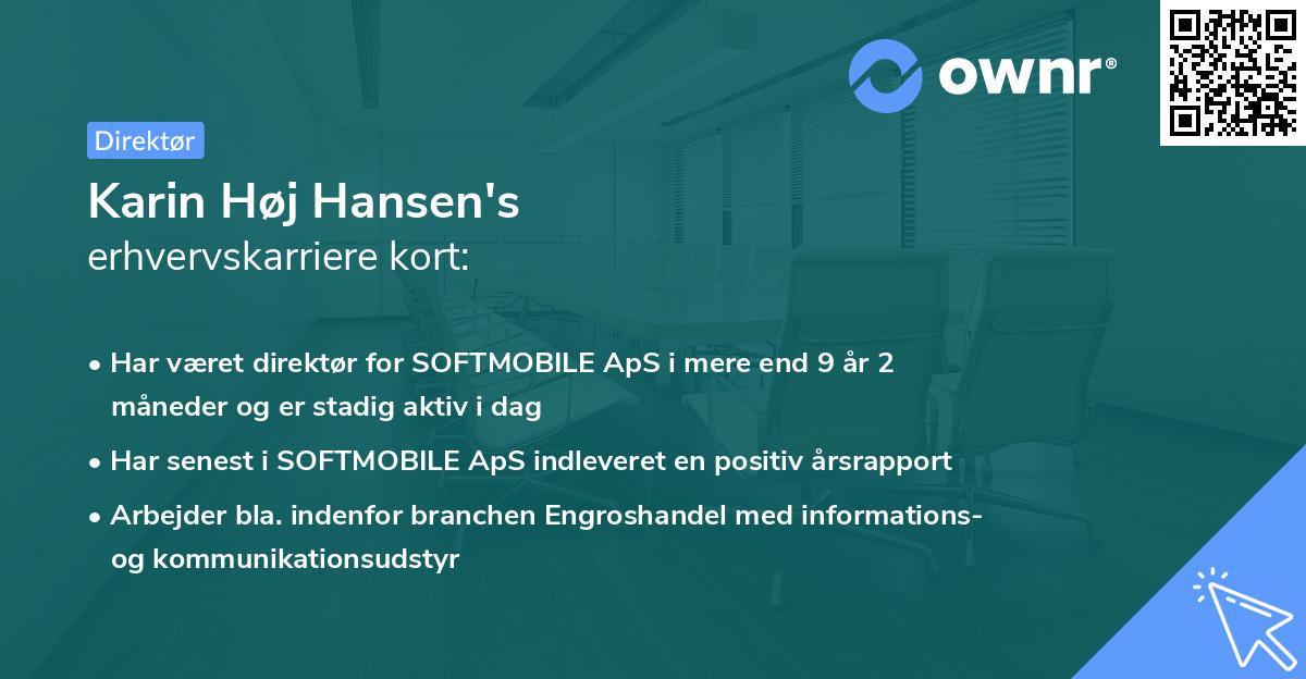 Karin Høj Hansen's erhvervskarriere kort