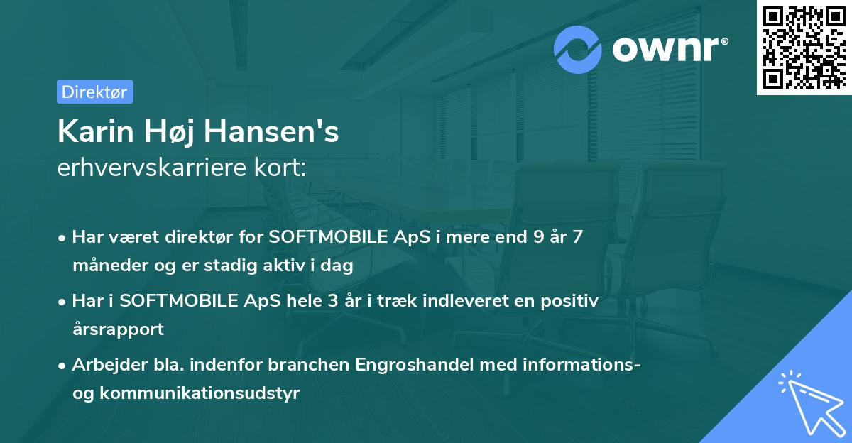 Karin Høj Hansen's erhvervskarriere kort