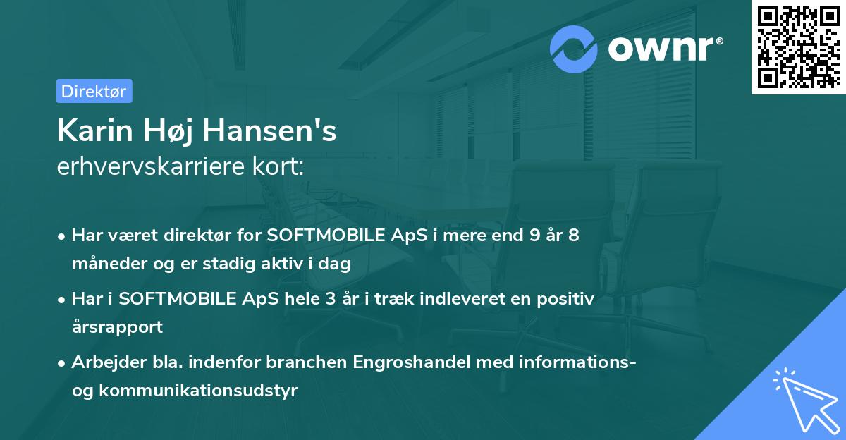 Karin Høj Hansen's erhvervskarriere kort