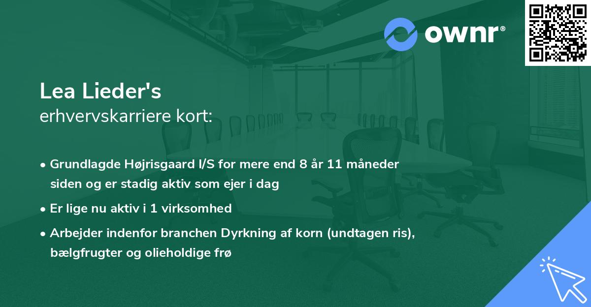 Lea Lieder's erhvervskarriere kort