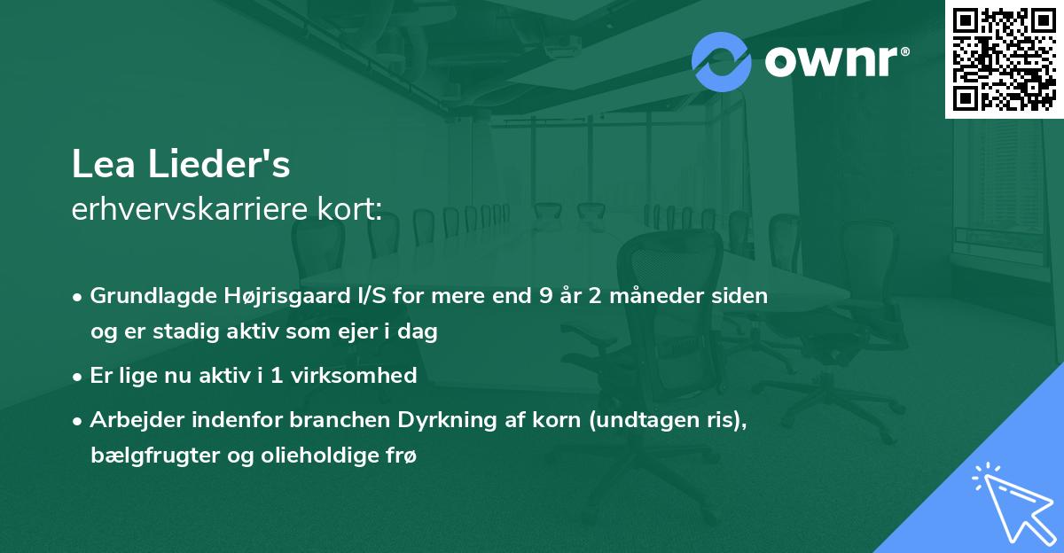 Lea Lieder's erhvervskarriere kort