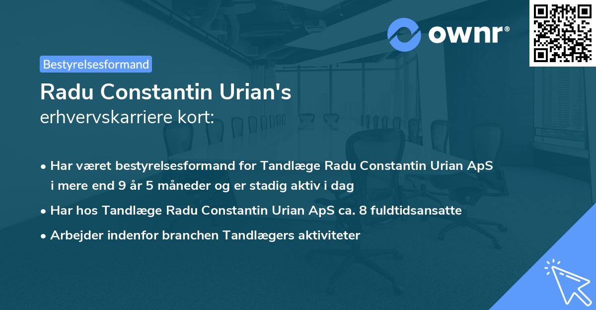 Radu Constantin Urian's erhvervskarriere kort