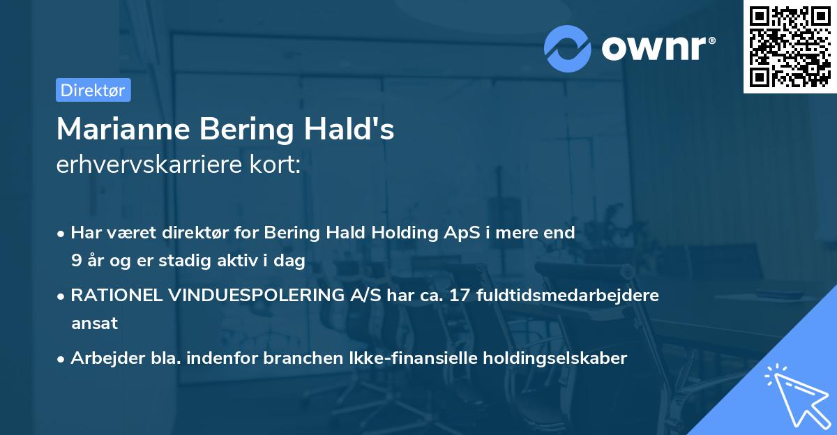 Marianne Bering Hald's erhvervskarriere kort