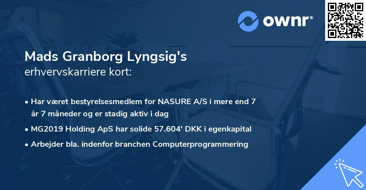 Mads Granborg Lyngsig's erhvervskarriere kort