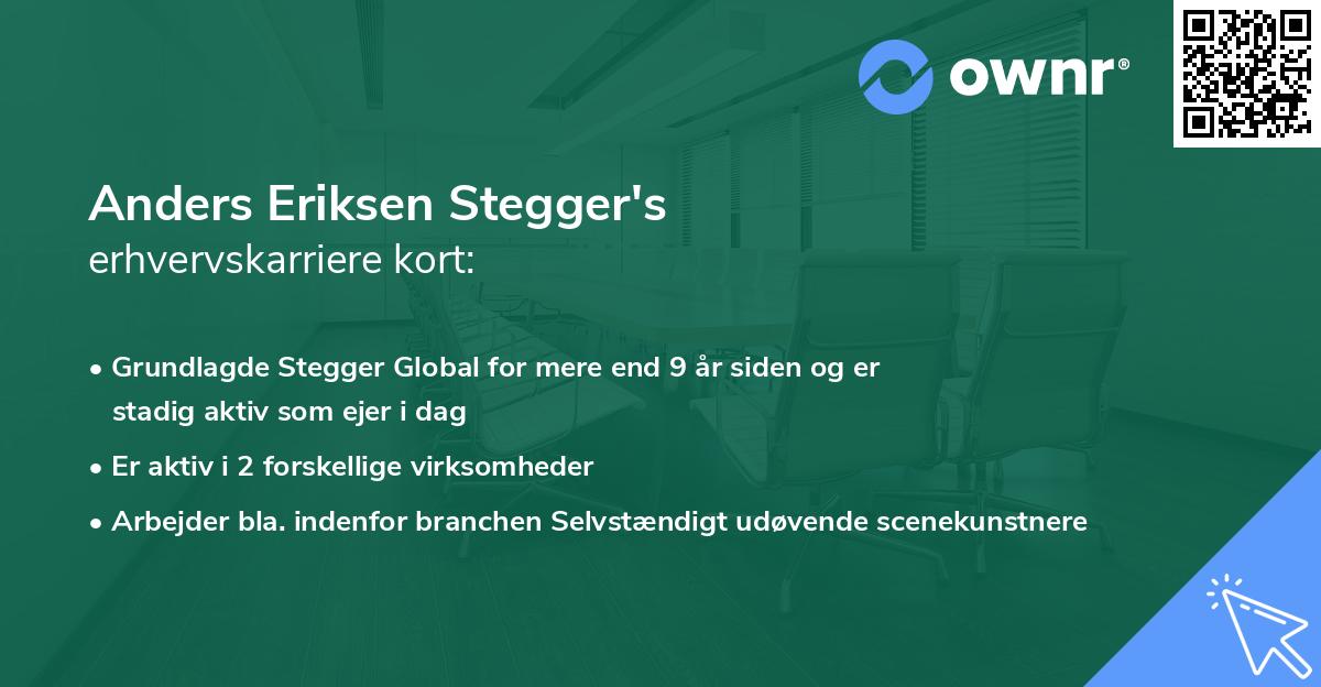 Anders Eriksen Stegger's erhvervskarriere kort