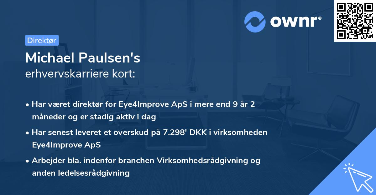 Michael Paulsen's erhvervskarriere kort