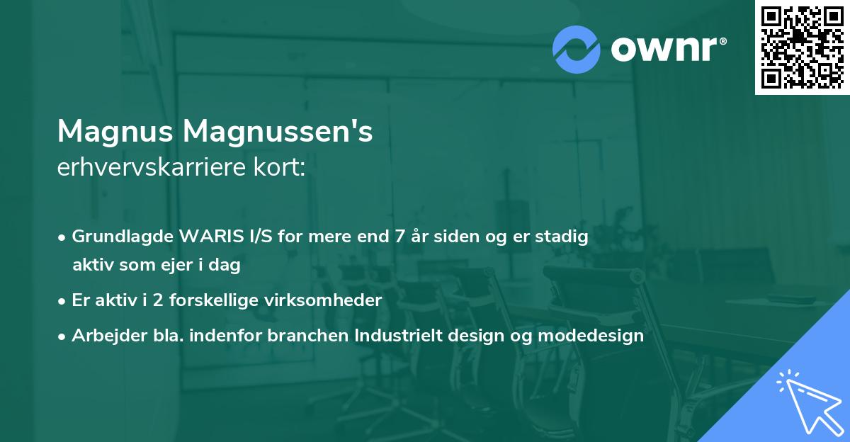 Magnus Magnussen's erhvervskarriere kort