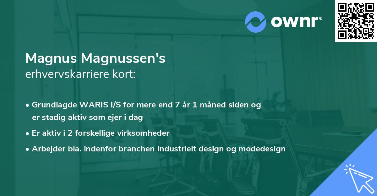 Magnus Magnussen's erhvervskarriere kort