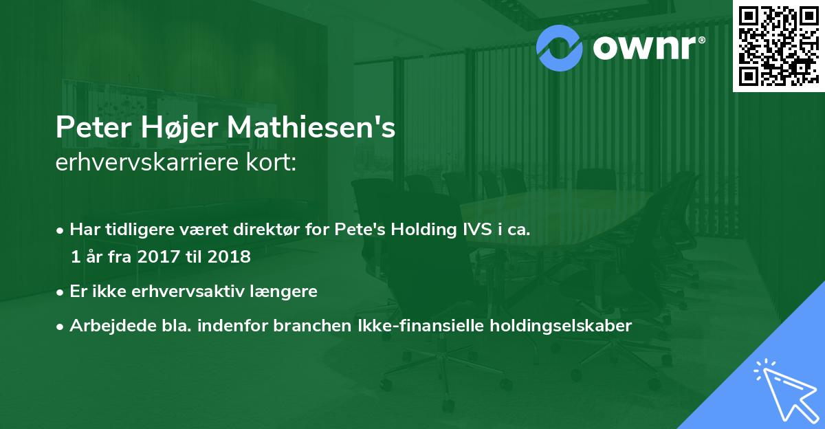 Peter Højer Mathiesen's erhvervskarriere kort