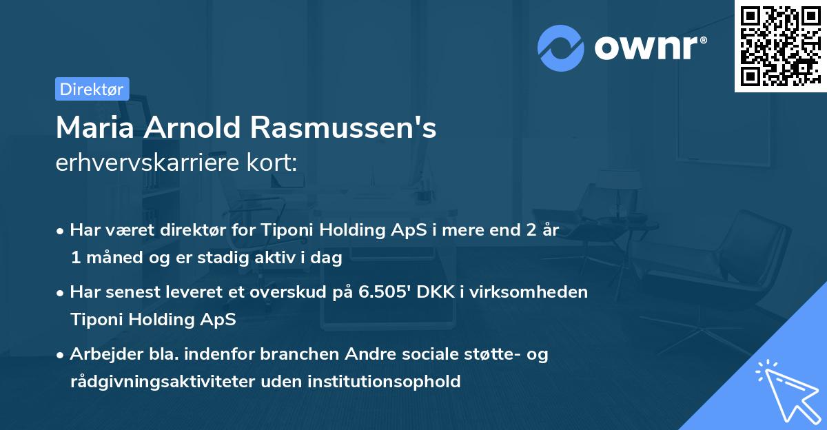Maria Arnold Rasmussen's erhvervskarriere kort