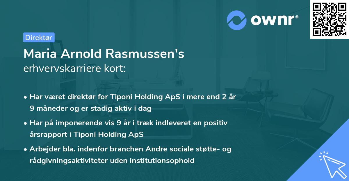 Maria Arnold Rasmussen's erhvervskarriere kort